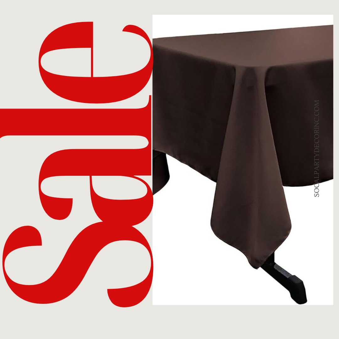 BROWN -Polyester Poplin Washable Rectangular Tablecloth,Stain Wrinkle Resistant Table Cover Fabric Table Cloth for Dinning, Kitchen,Party