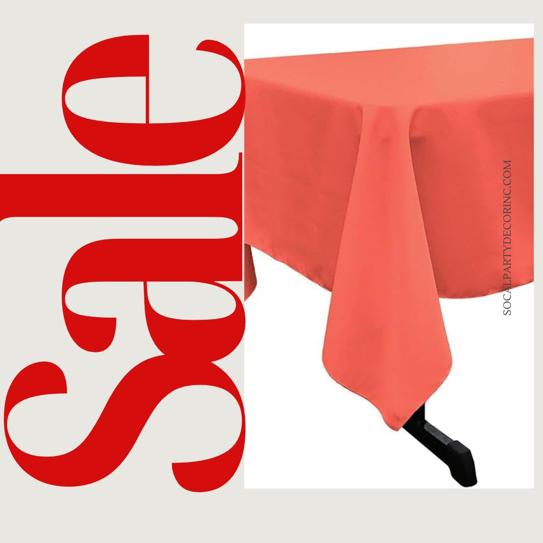 CORAL -  Polyester Poplin Washable Rectangular Tablecloth,Stain Wrinkle Resistant Table Cover Fabric Table Cloth for Dinning, Kitchen,Party