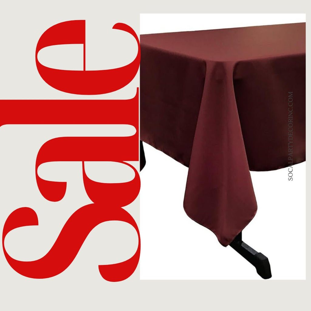 BURGUNDY  Polyester Poplin Washable Rectangular Tablecloth,Stain Wrinkle Resistant Table Cover Fabric Table Cloth for Dinning, Kitchen,Party