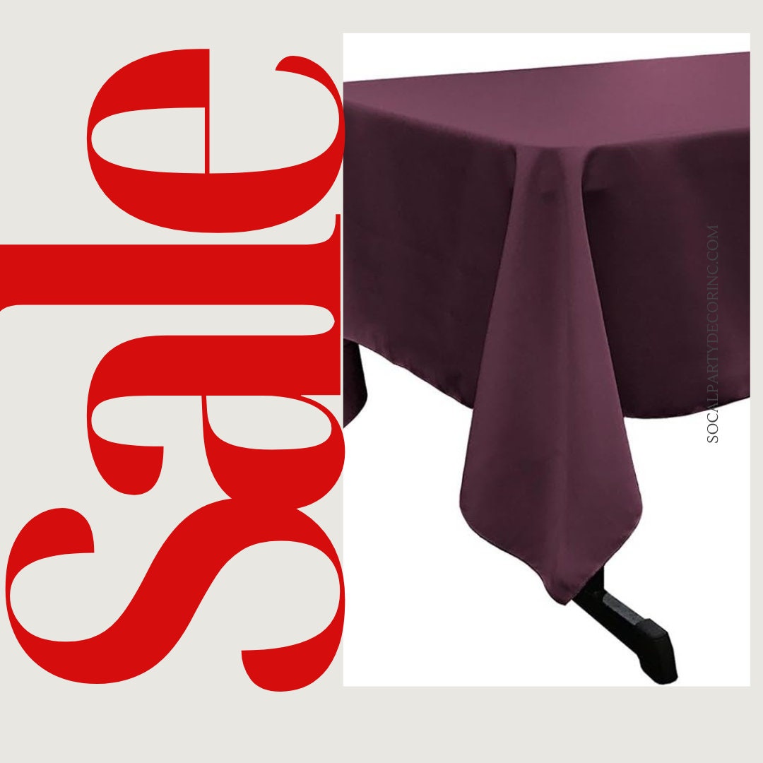 EGGPLANT  Polyester Poplin Washable Rectangular Tablecloth,Stain Wrinkle Resistant Table Cover Fabric Table Cloth for Dinning, Kitchen,Party