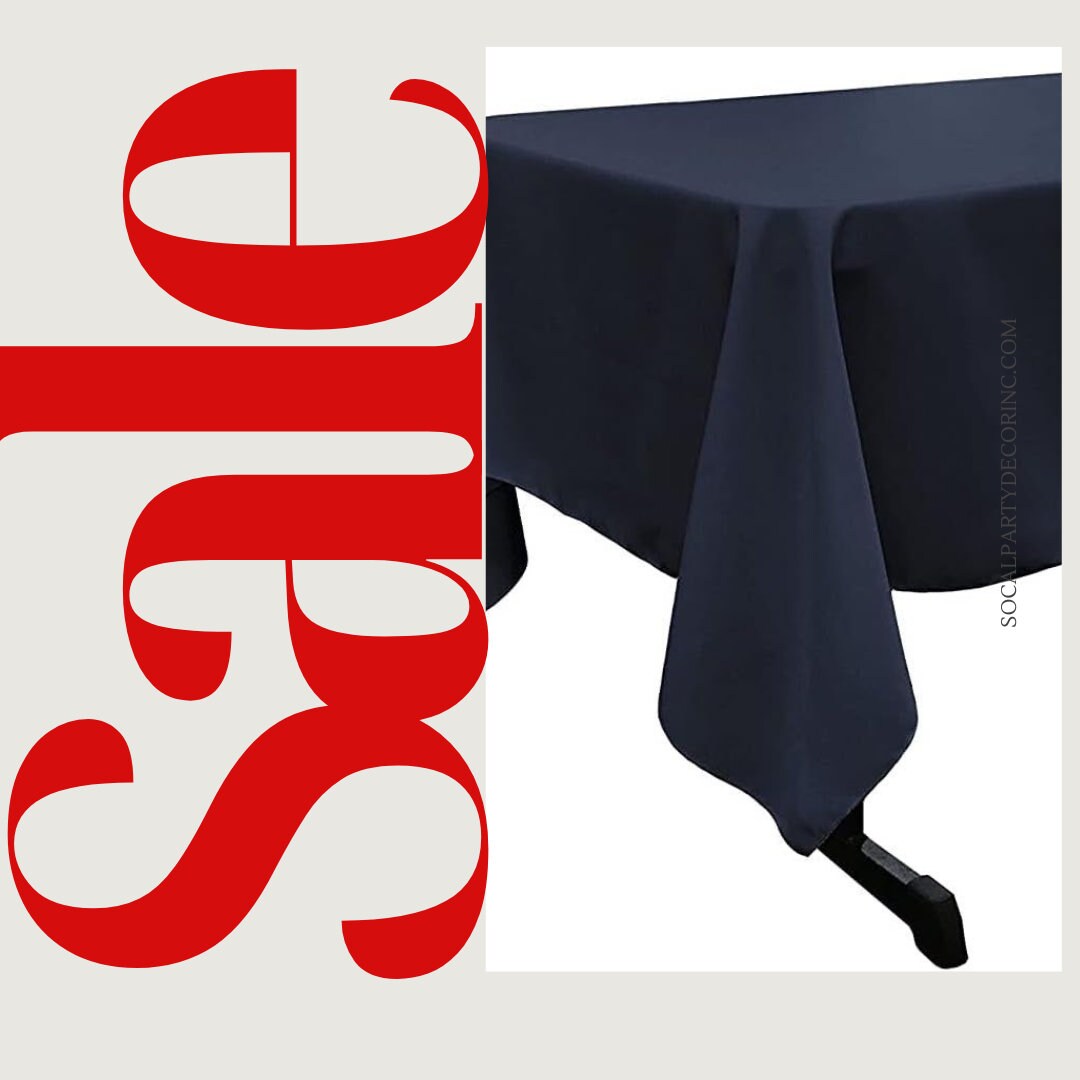 NAVY -Polyester Poplin Washable Rectangular Tablecloth, Stain Wrinkle Resistant Table Cover Fabric Table Cloth for Dinning, Kitchen,Party