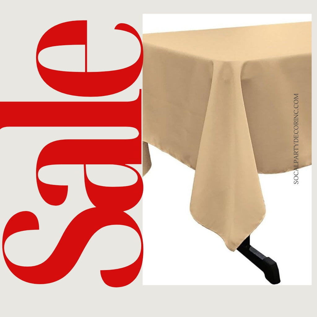 CHAMPAGNE -Polyester Poplin Washable Rectangular Tablecloth, Stain Wrinkle Resistant Table Cover Fabric Cloth for Dinning, Kitchen,Party