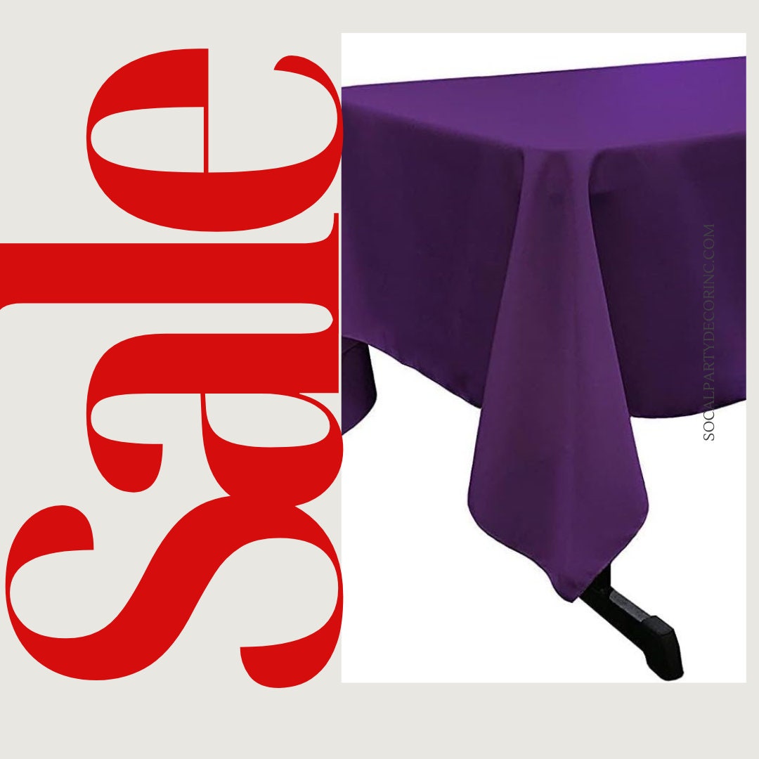 PURPLE - Polyester Poplin Washable Rectangular Tablecloth,Stain Wrinkle Resistant Table Cover Fabric Table Cloth for Dinning, Kitchen,Party
