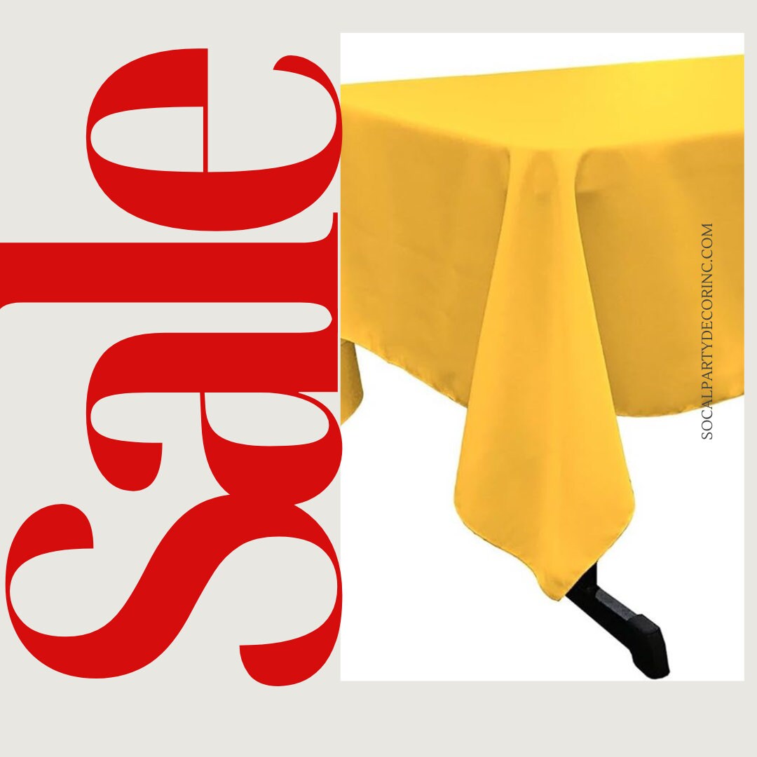 DK YELLOW -Polyester Poplin Washable Rectangular Tablecloth,Stain Wrinkle Resistant Table Cover Fabric Table Cloth Dinning, Kitchen,Party