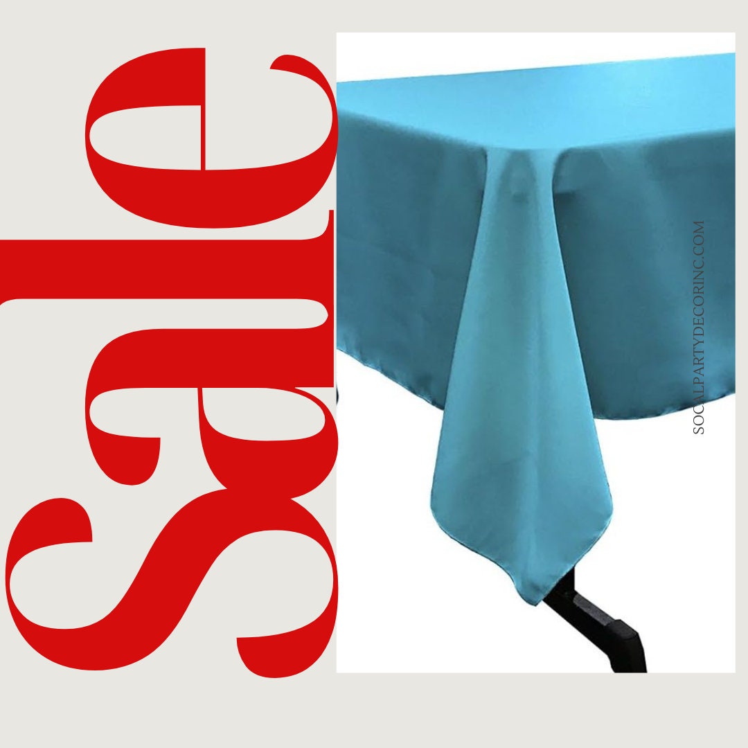 TURQUOISE Polyester Poplin Washable Rectangular Tablecloth,Stain Wrinkle Resistant Table Cover Fabric Table Cloth for Dinning, Kitchen,Party
