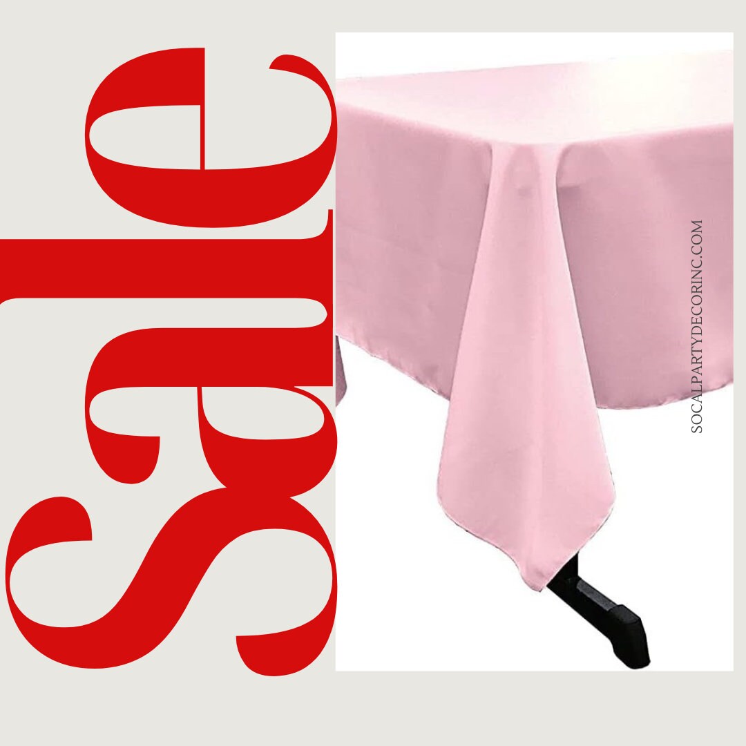 LT PINK -Polyester Poplin Washable Rectangular Tablecloth, Stain Wrinkle Resistant Table Cover Fabric Table Cloth for Dinning, Kitchen,Party