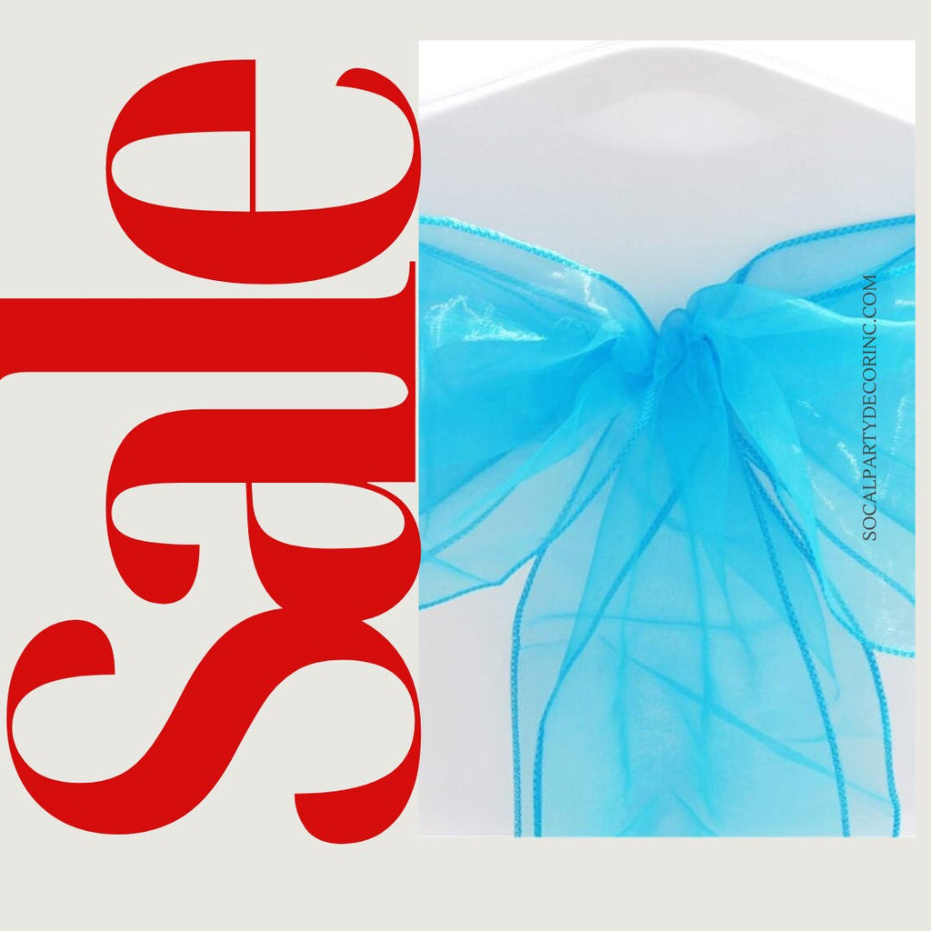TURQUOISE - Chair Sashes Bows for Wedding Reception Event Banquets Chair Decoration, Dinning Chair Cover Sash Ribbon Tie Back Party Supplies