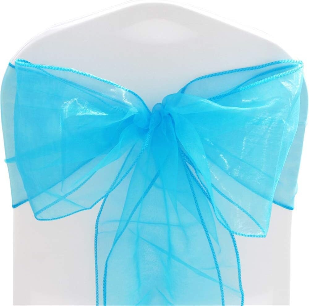 TURQUOISE - Chair Sashes Bows for Wedding Reception Event Banquets Chair Decoration, Dinning Chair Cover Sash Ribbon Tie Back Party Supplies