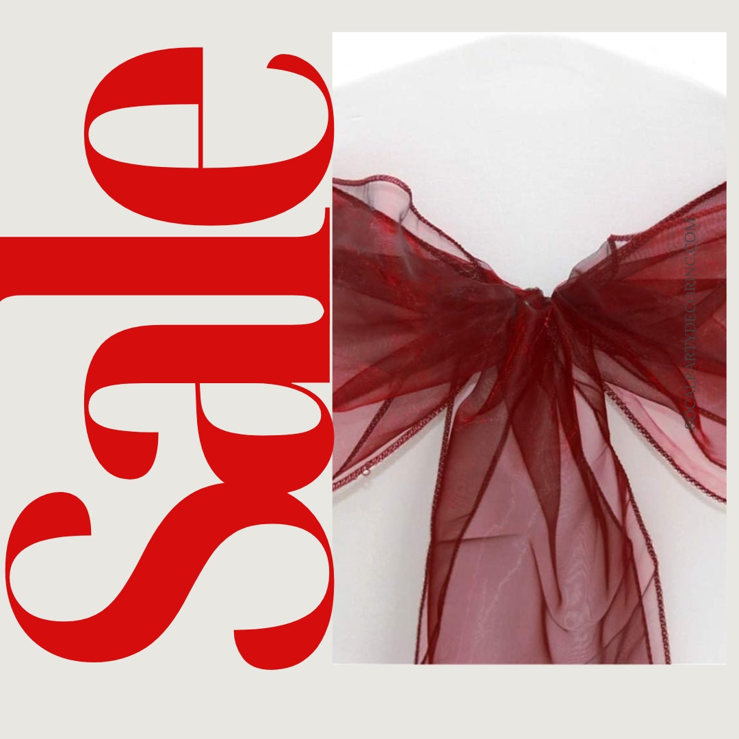 BURGUNDY - Chair Sashes Bows for Wedding Reception Event Banquets Chair Decoration, Dinning Chair Cover Sash Ribbon Tie Back Party Supplies