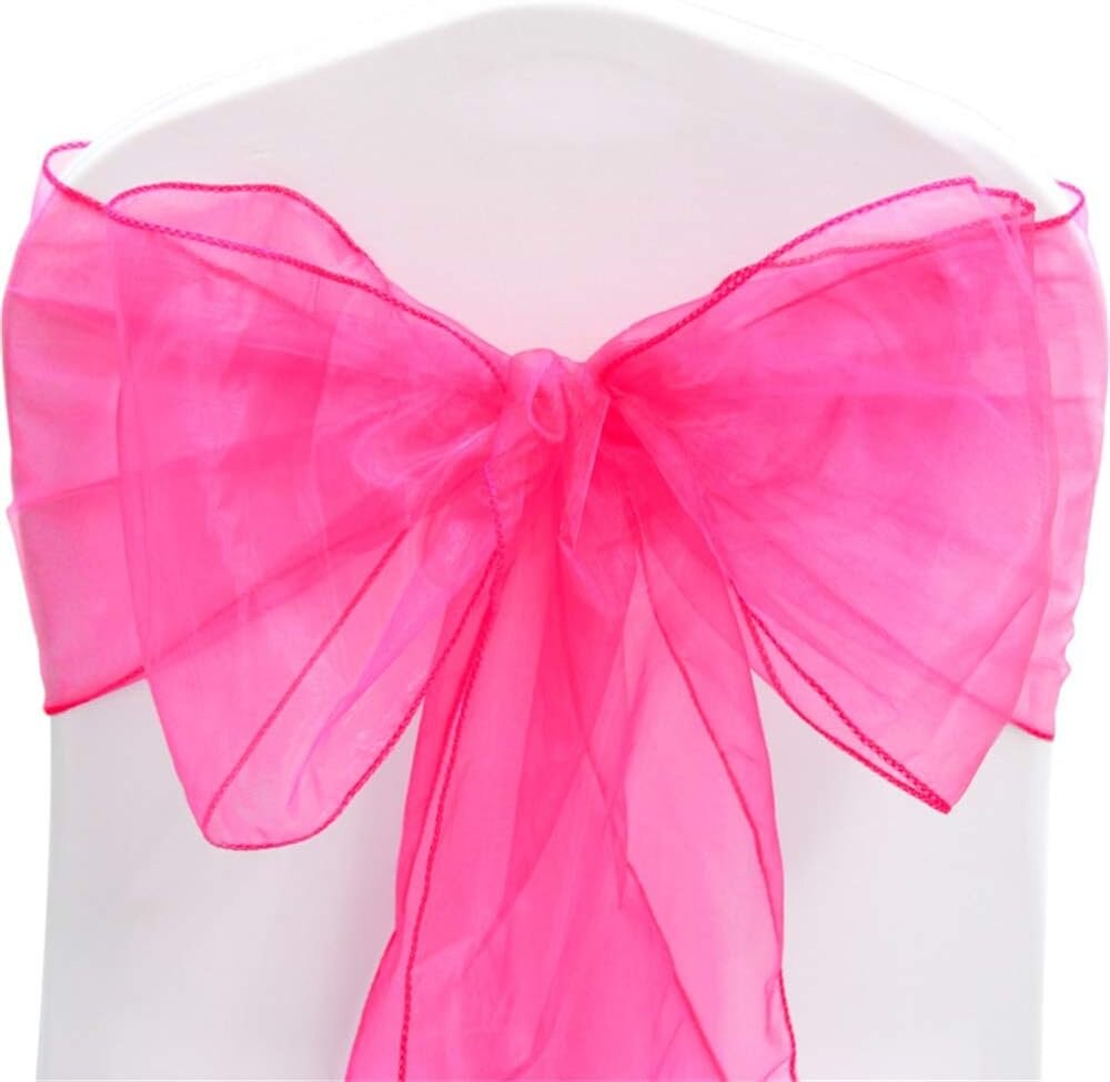 FUCHSIA - Chair Sashes Bows for Wedding Reception Event Banquets Chair Decoration, Dinning Chair Cover Sash Ribbon Tie Back Party Supplies