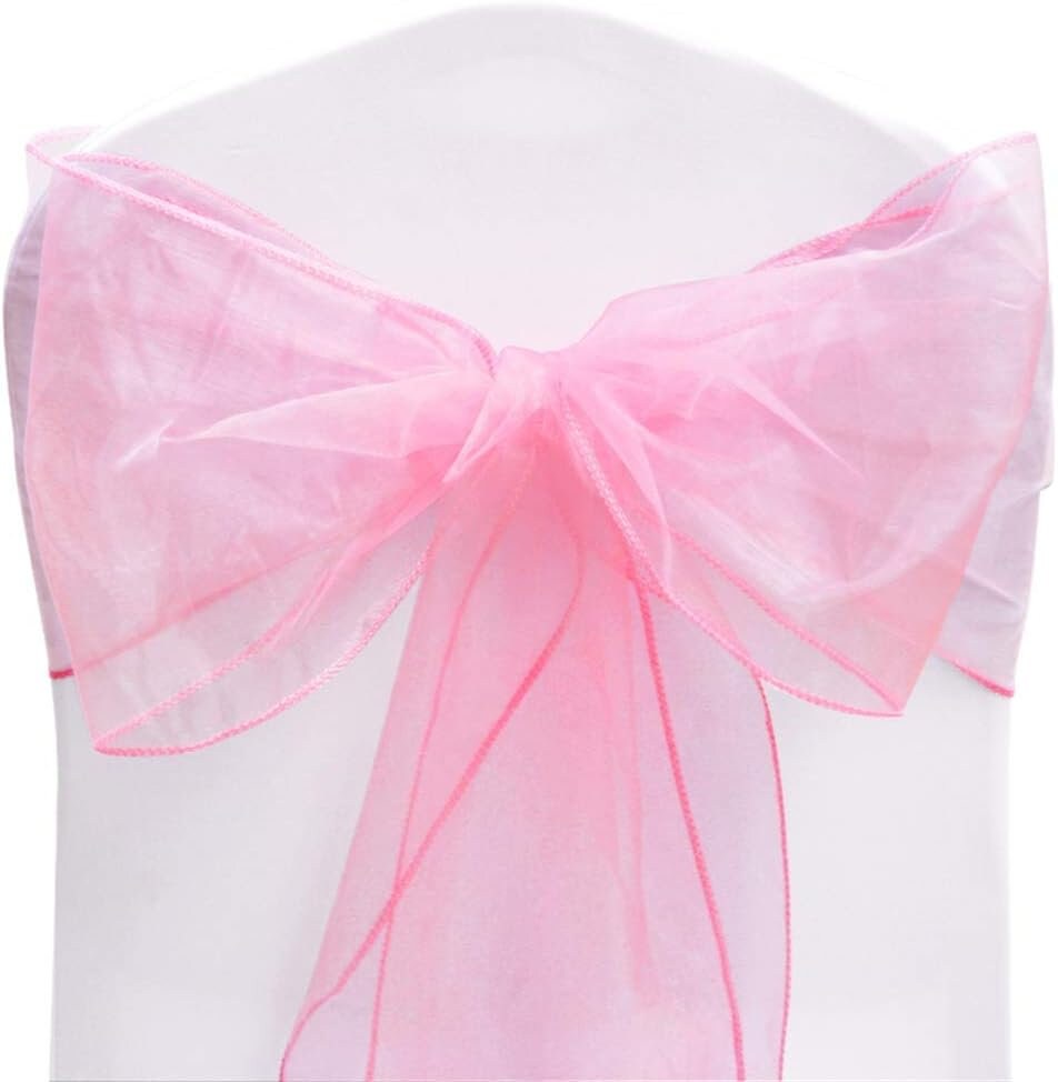 PINK - Chair Sashes Bows for Wedding Reception Event Banquets Chair Decoration, Dinning Chair Cover Sash Ribbon Tie Back Party Supplies