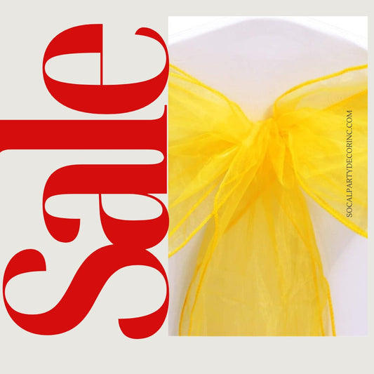 YELLOW - Chair Sashes Bows for Wedding Reception Event Banquets Chair Decoration, Dinning Chair Cover Sash Ribbon Tie Back Party Supplies