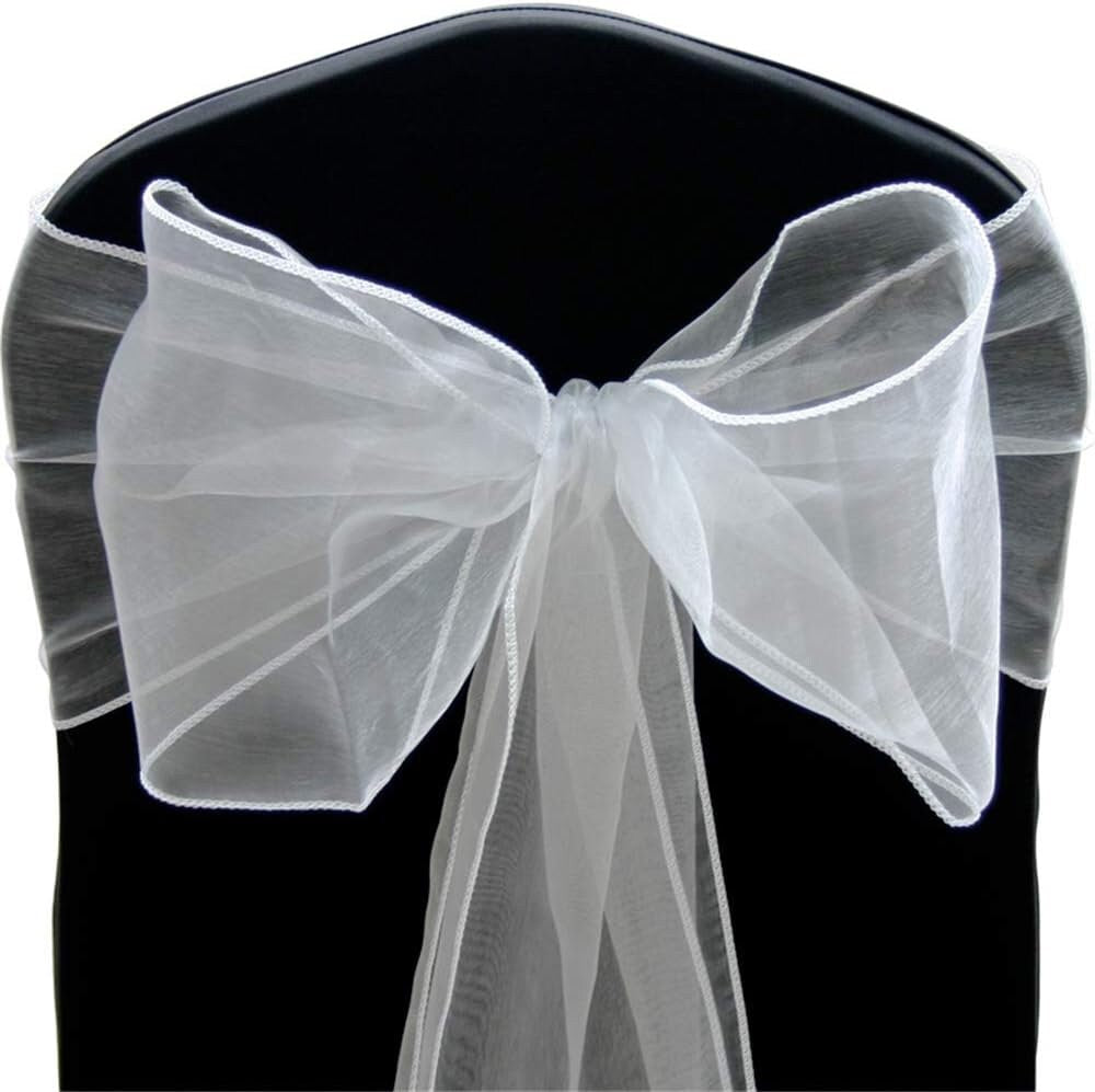 SILVER - Chair Sashes Bows for Wedding Reception Event Banquets Chair Decoration, Dinning Chair Cover Sash Ribbon Tie Back Party Supplies