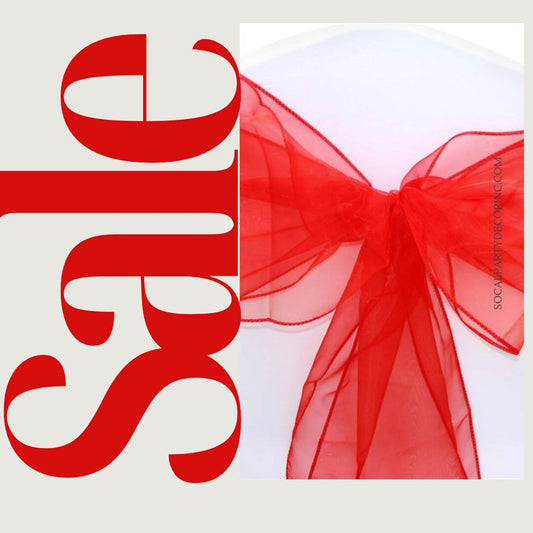 RED - Chair Sashes Bows for Wedding Reception Event Banquets Chair Decoration, Dinning Chair Cover Sash Ribbon Tie Back Party Supplies