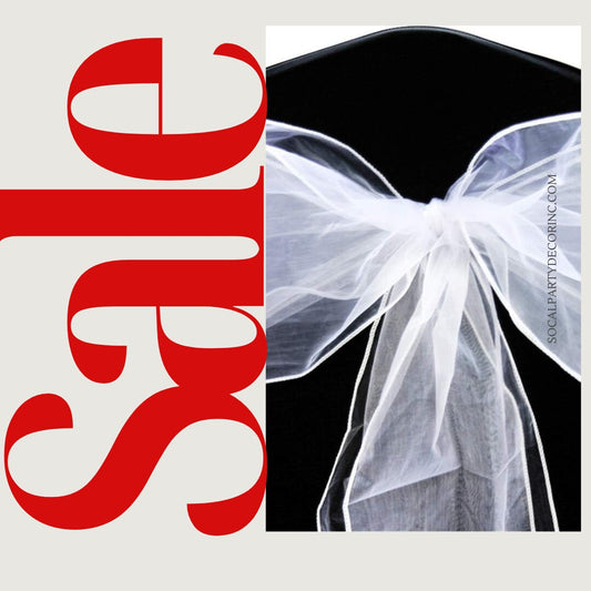 WHITE - Chair Sashes Bows for Wedding Reception Event Banquets Chair Decoration, Dinning Chair Cover Sash Ribbon Tie Back Party Supplies