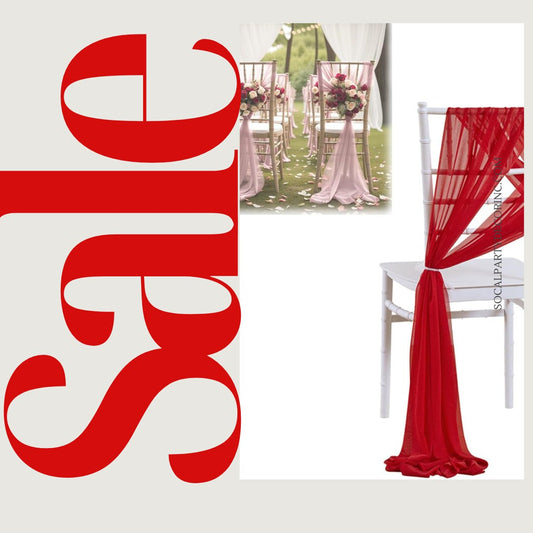 RED - Chiffon Chair Sash Cover Aisle Decorations Draping Fabric for Party Ceremony Reception Floral Arrangement Banquet Outdoor Decor