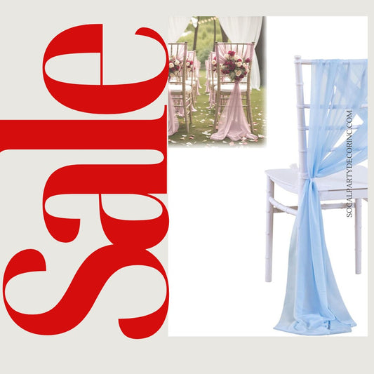 LT BLUE - Chiffon Chair Sash Cover Aisle Decorations Draping Fabric for Party Ceremony Reception Floral Arrangement Banquet Outdoor Decor