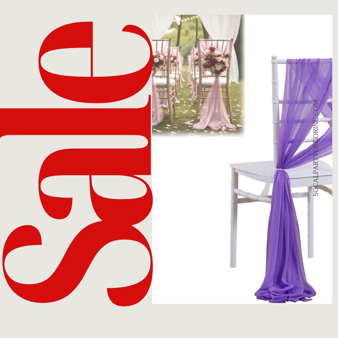 LAVENDER - Chiffon Chair Sash Cover Aisle Decorations Draping Fabric for Party Ceremony Reception Floral Arrangement Banquet Outdoor Decor