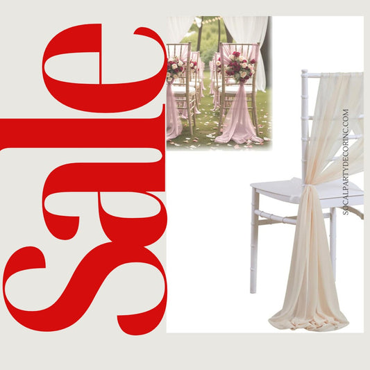 CHAMPAGNE - Chiffon Chair Sash Cover Aisle Decorations Draping Fabric for Party Ceremony Reception Floral Arrangement Banquet Outdoor Decor