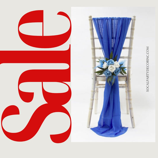 ROYAL - Chiffon Chair Sash Cover Aisle Decorations Draping Fabric for Party Ceremony Reception Floral Arrangement Banquet Outdoor Decor
