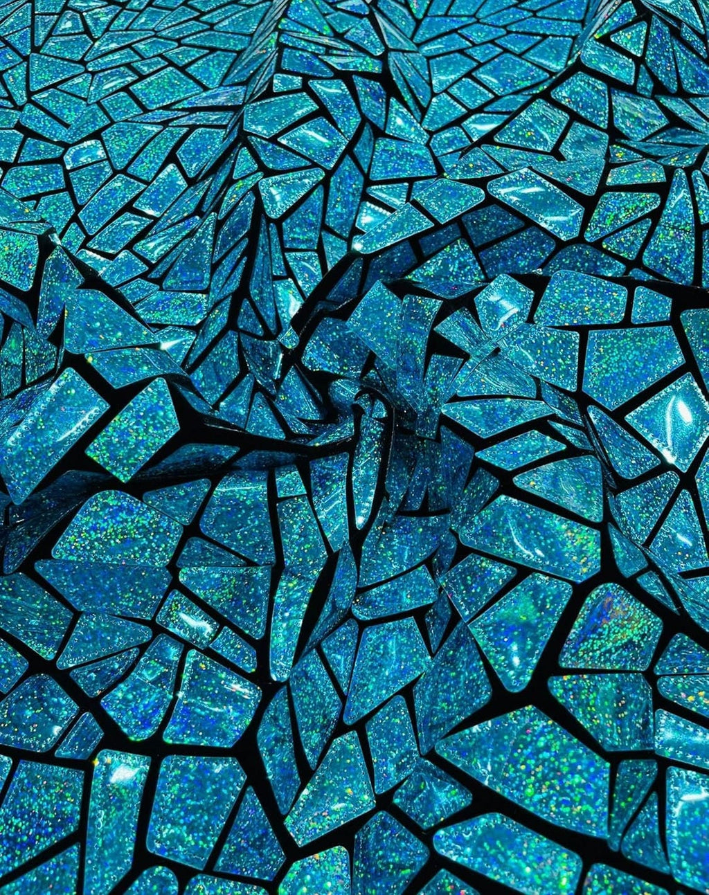 SHINY BROKEN GLASS - Sequin Design/Geometric/On Black Stretch Velvet Fabric Sold by The Yard. Choose Colo Below