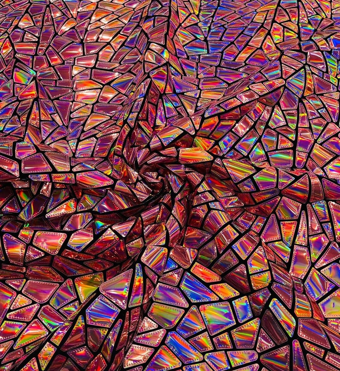 SHINY BROKEN GLASS - Sequin Design/Geometric/On Black Stretch Velvet Fabric Sold by The Yard. Choose Colo Below