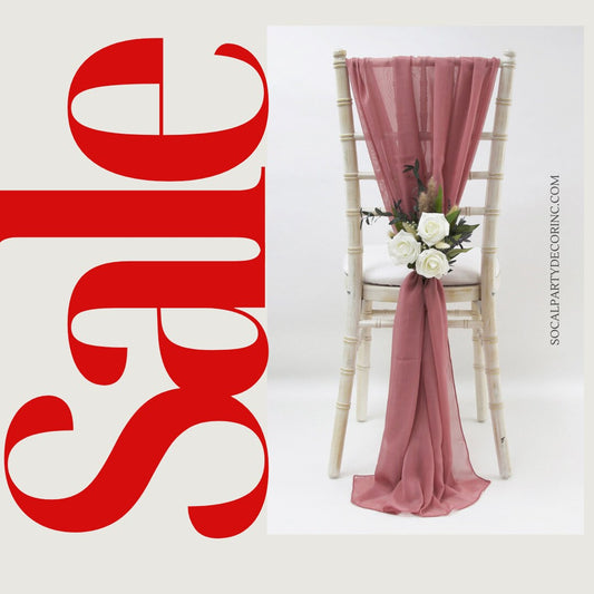 DUSTY ROSE - Chiffon Chair Sash Cover Aisle Decorations Draping Fabric for Party Ceremony Reception Floral Arrangement Banquet Outdoor Decor