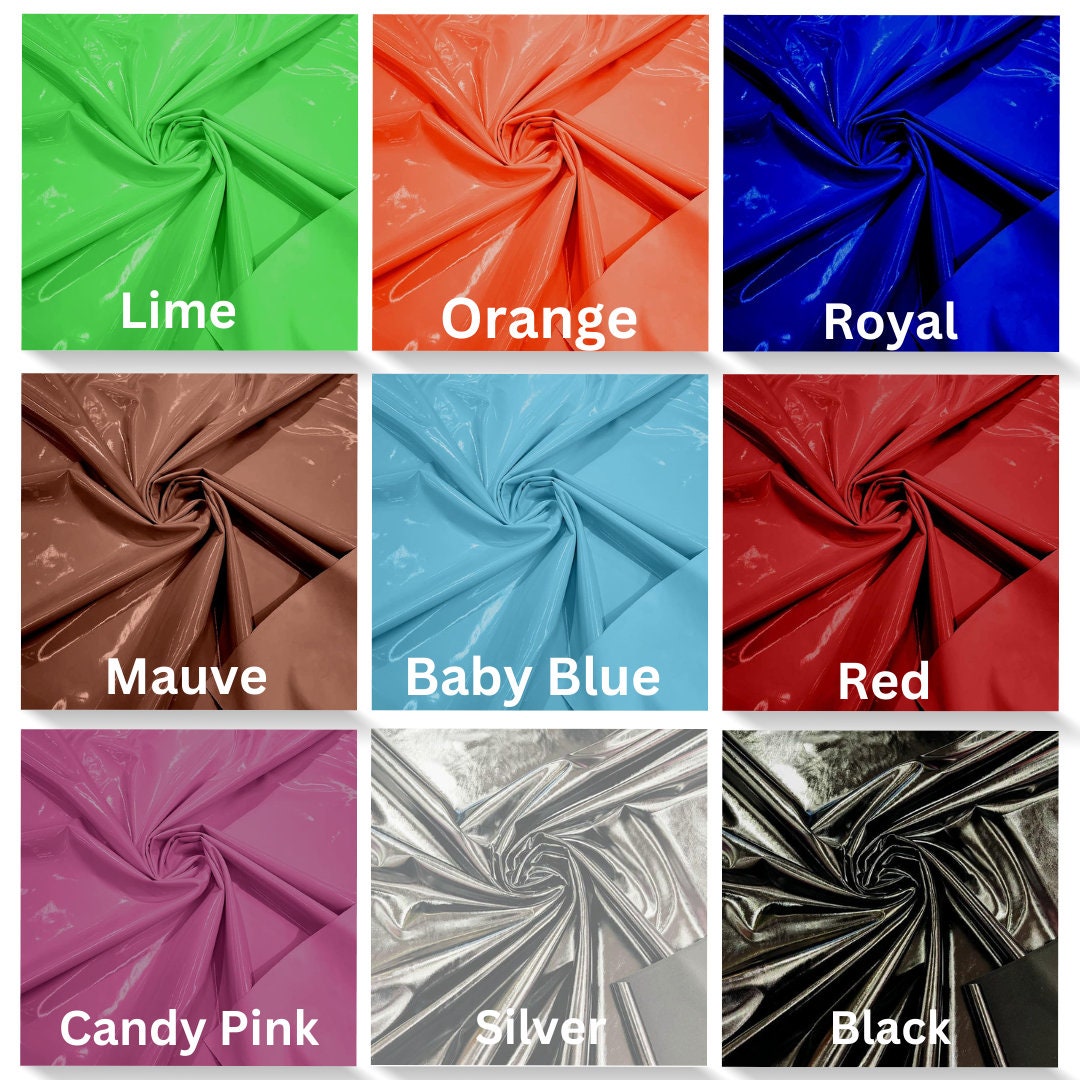 SPANDEX - Shiny Vinyl Fabric (Latex Stretch) - Sold by The Yard. Choose Color Below