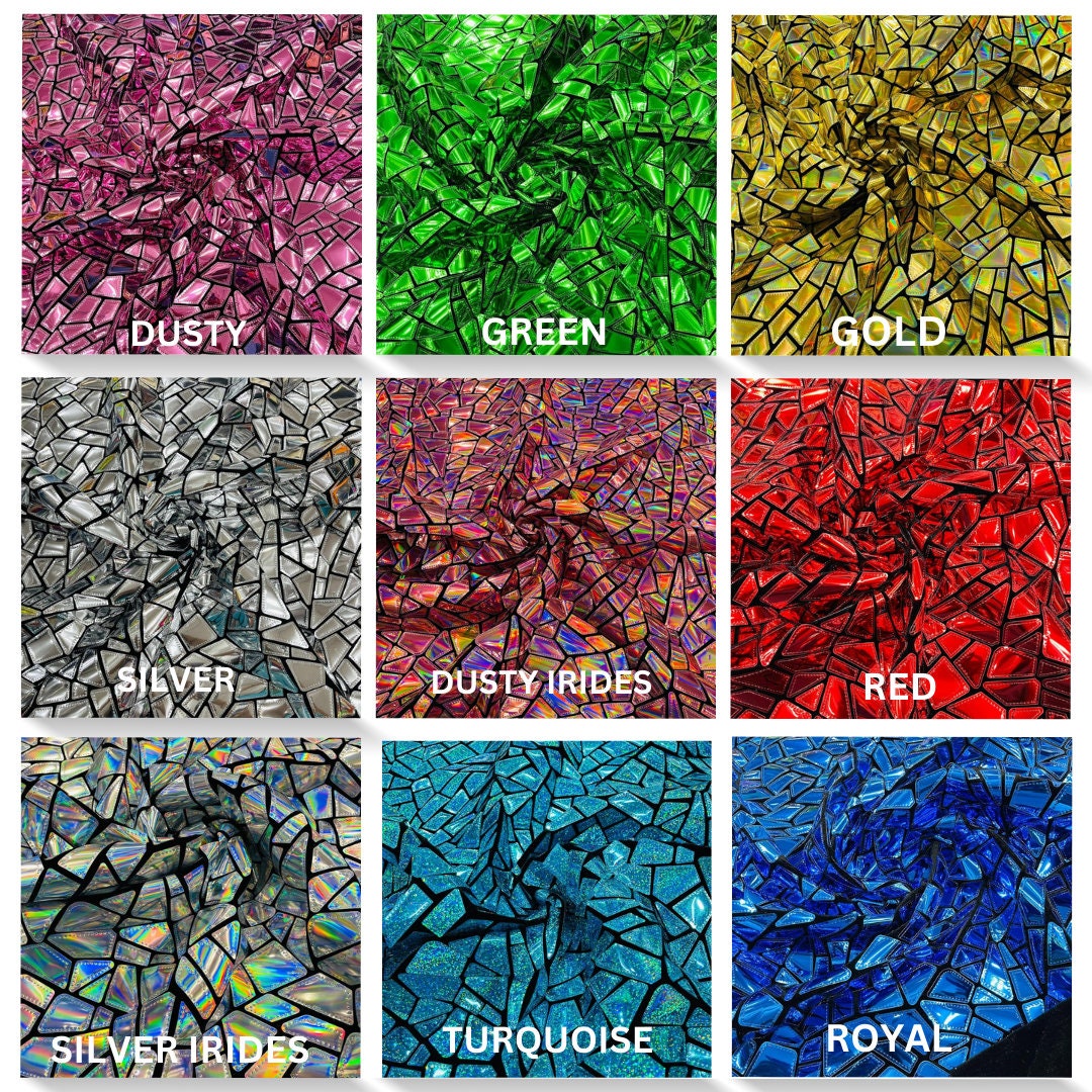 SHINY BROKEN GLASS - Sequin Design/Geometric/On Black Stretch Velvet Fabric Sold by The Yard. Choose Colo Below