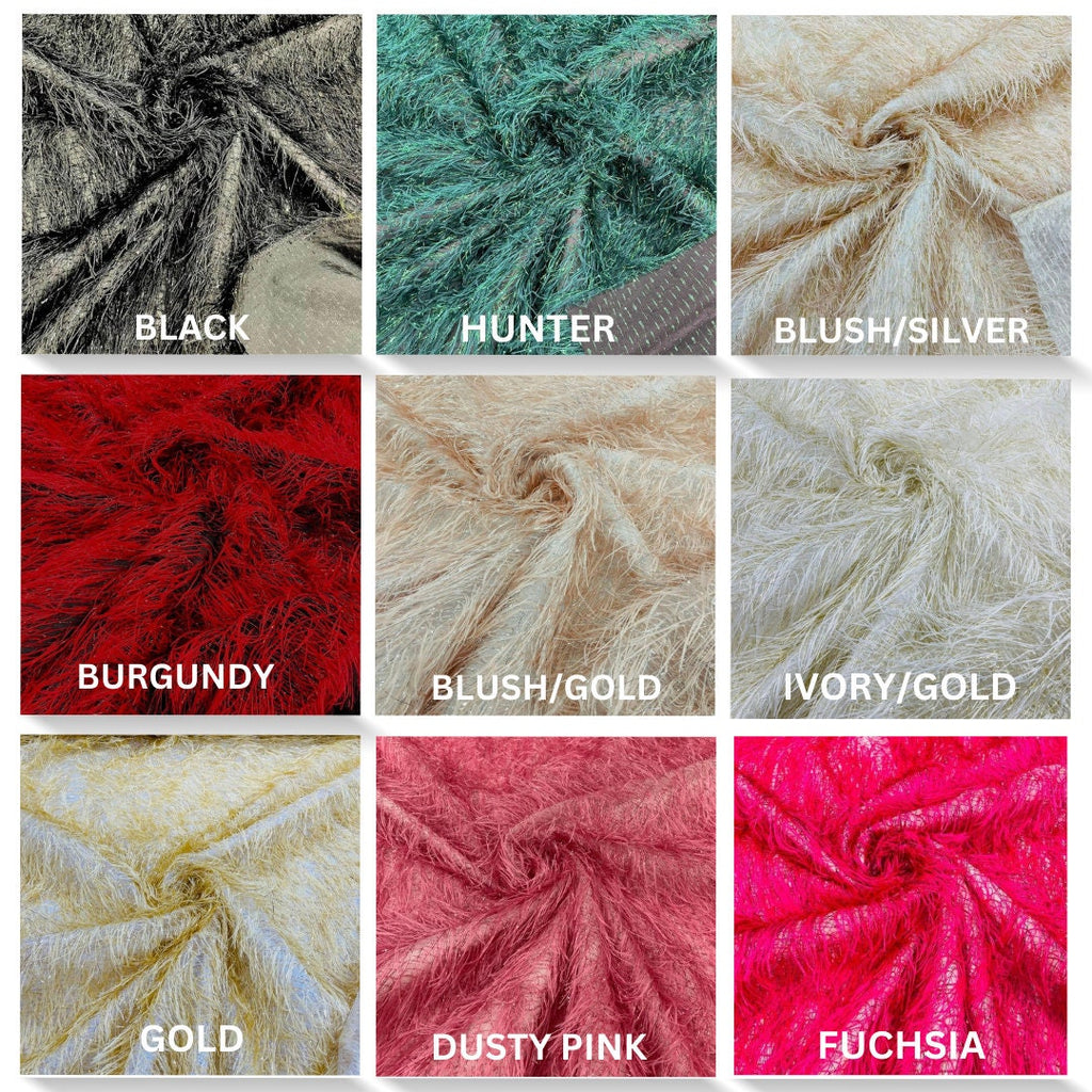 Eyelash Fringe Metallic Fabric Hanging Fringe Metallic Decorative Crafts Dress Fabric Sold By The Yard. Choose Color Below