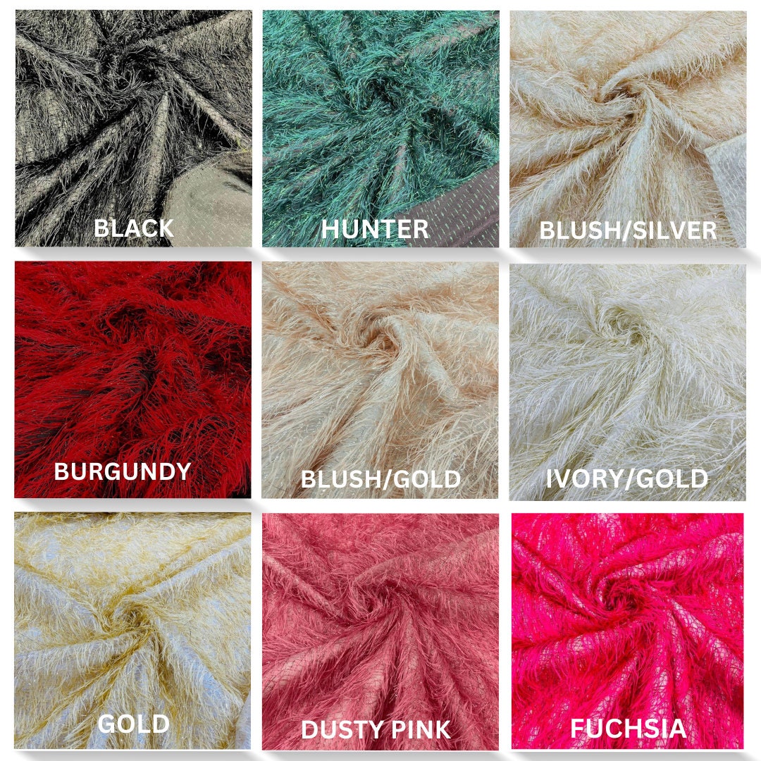 Eyelash Fringe Metallic Fabric Hanging Fringe Metallic Decorative Crafts Dress Fabric Sold By The Yard. Choose Color Below