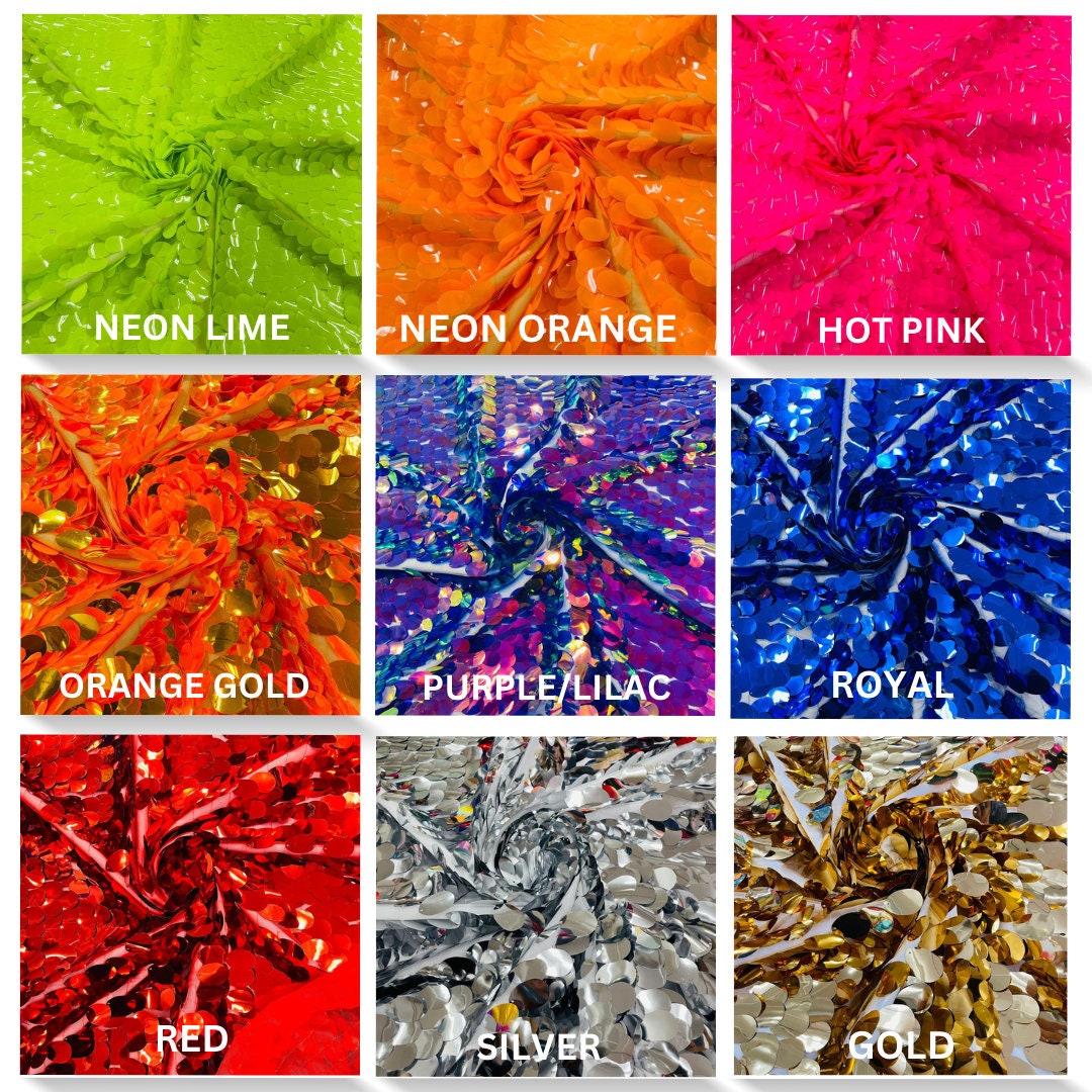 JUMBO - Sequins Oval Sequin Paillette/Tear Drop Mermaid Big Sequins Fabric Mesh By The Yard. Choose Color Below