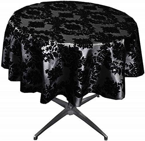 BLACK - Taffeta Flocking Damask Table Rounds for Wedding, Bridal Shower/Baby Shower, Dinner, Special Events/Home Decor.