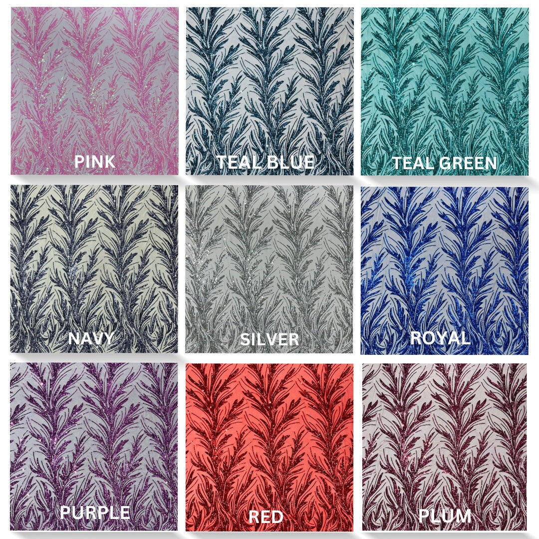 BRANCH - Shiny Sequin Design 4 Way Stretch Mesh Fabric-Prom-Sold By The Yard. Choose Color Below