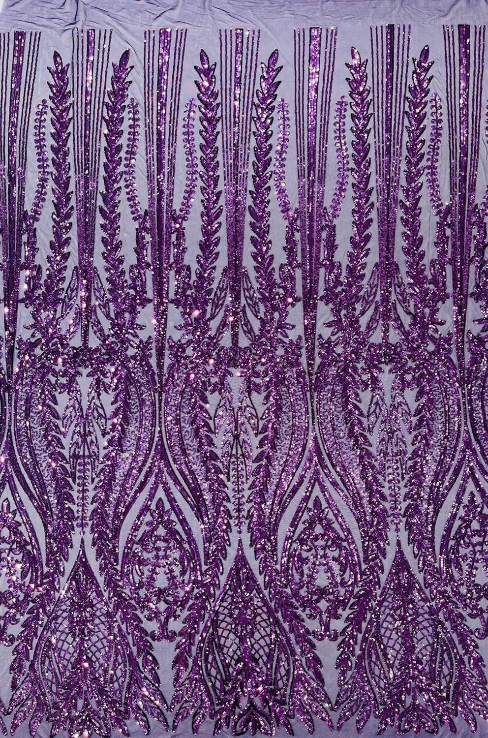 FASHION - Shiny Sequin Design 4 Way Stretch Mesh Fabric-Prom-Sold By The Yard. Choose Color Below