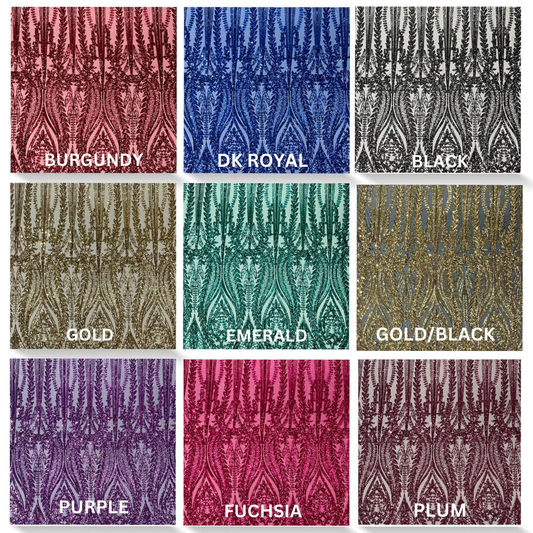 FASHION - Shiny Sequin Design 4 Way Stretch Mesh Fabric-Prom-Sold By The Yard. Choose Color Below