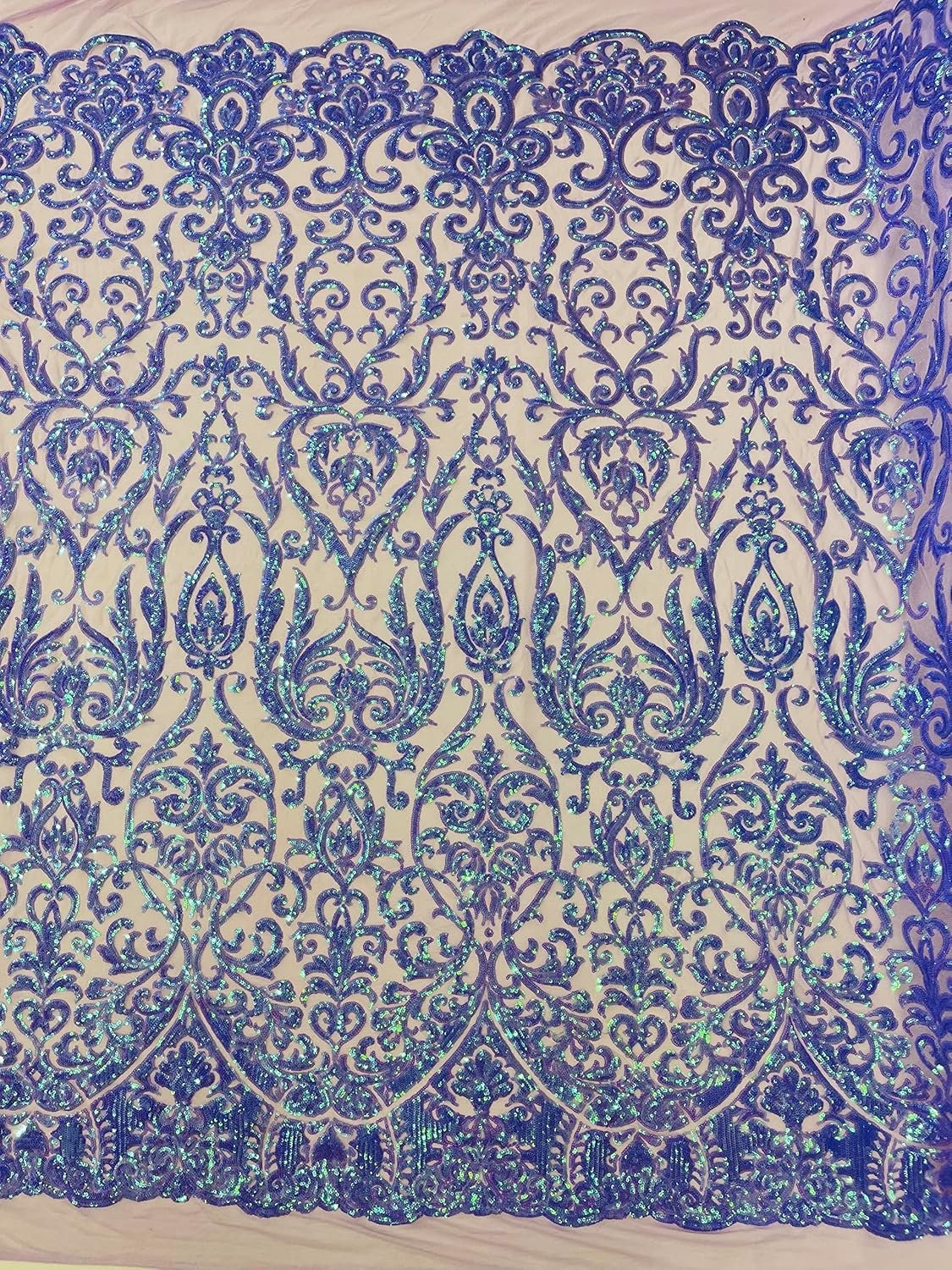 POSEIDON - Shiny Sequin Design 4 Way Stretch Mesh Fabric. Sold By The Yard. Choose Color Below