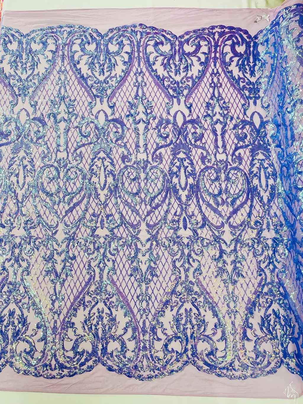 TOP FASHION - Shiny Sequin Design 4 Way Stretch Mesh Fabric. Sold By The Yard. Choose Color Below