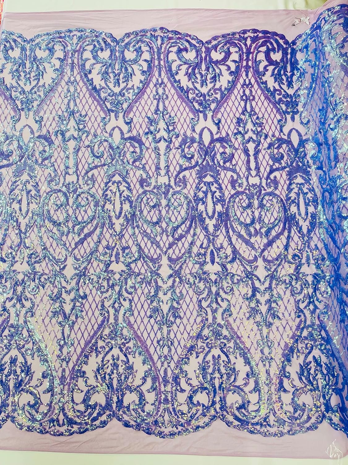 TOP FASHION - Shiny Sequin Design 4 Way Stretch Mesh Fabric. Sold By The Yard. Choose Color Below