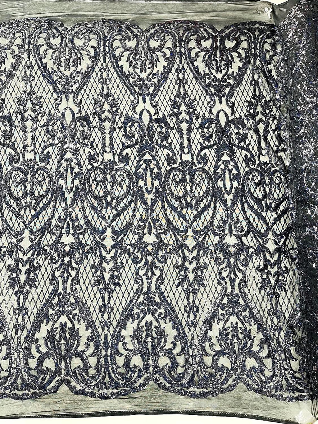 TOP FASHION - Shiny Sequin Design 4 Way Stretch Mesh Fabric. Sold By The Yard. Choose Color Below