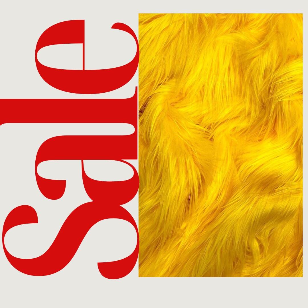 YELLOW - Shaggy Long Pile Faux Fur Fabric By The Yard | Faux Fur | High Quality Ultra Soft Fur Fabric By Yard.