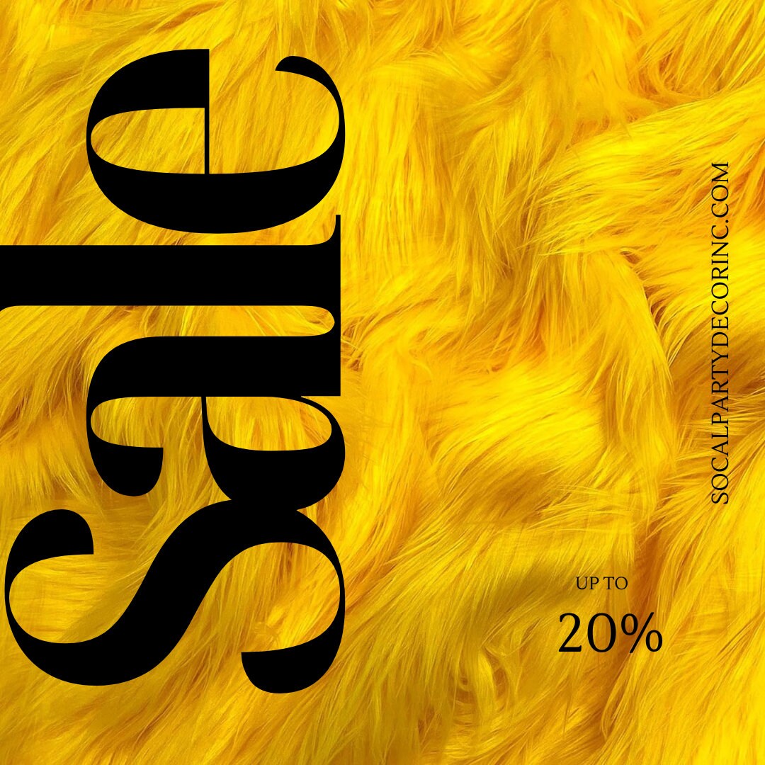 YELLOW - Shaggy Long Pile Faux Fur Fabric By The Yard | Faux Fur | High Quality Ultra Soft Fur Fabric By Yard.