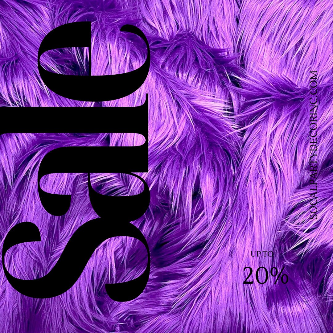 PURPLE - Shaggy Long Pile Faux Fur Fabric By The Yard | Faux Fur | High Quality Ultra Soft Fur Fabric By Yard.