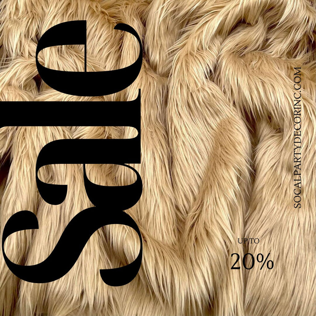 BEIGE - Shaggy Long Pile Faux Fur Fabric By The Yard | Faux Fur | High Quality Ultra Soft Fur Fabric By Yard.