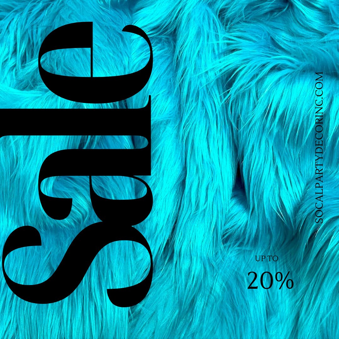 TURQUOISE - Shaggy Long Pile Faux Fur Fabric By The Yard | Faux Fur | High Quality Ultra Soft Fur Fabric By Yard.