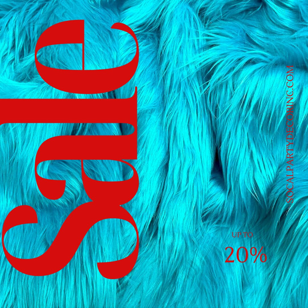 TURQUOISE - Shaggy Long Pile Faux Fur Fabric By The Yard | Faux Fur | High Quality Ultra Soft Fur Fabric By Yard.