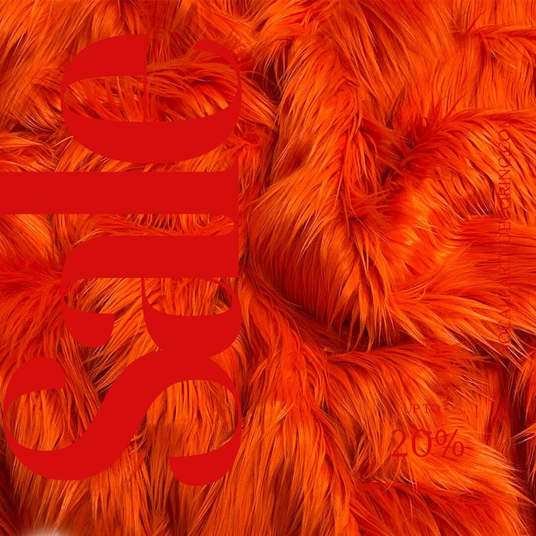 ORANGE - Shaggy Long Pile Faux Fur Fabric By The Yard | Faux Fur | High Quality Ultra Soft Fur Fabric By Yard.