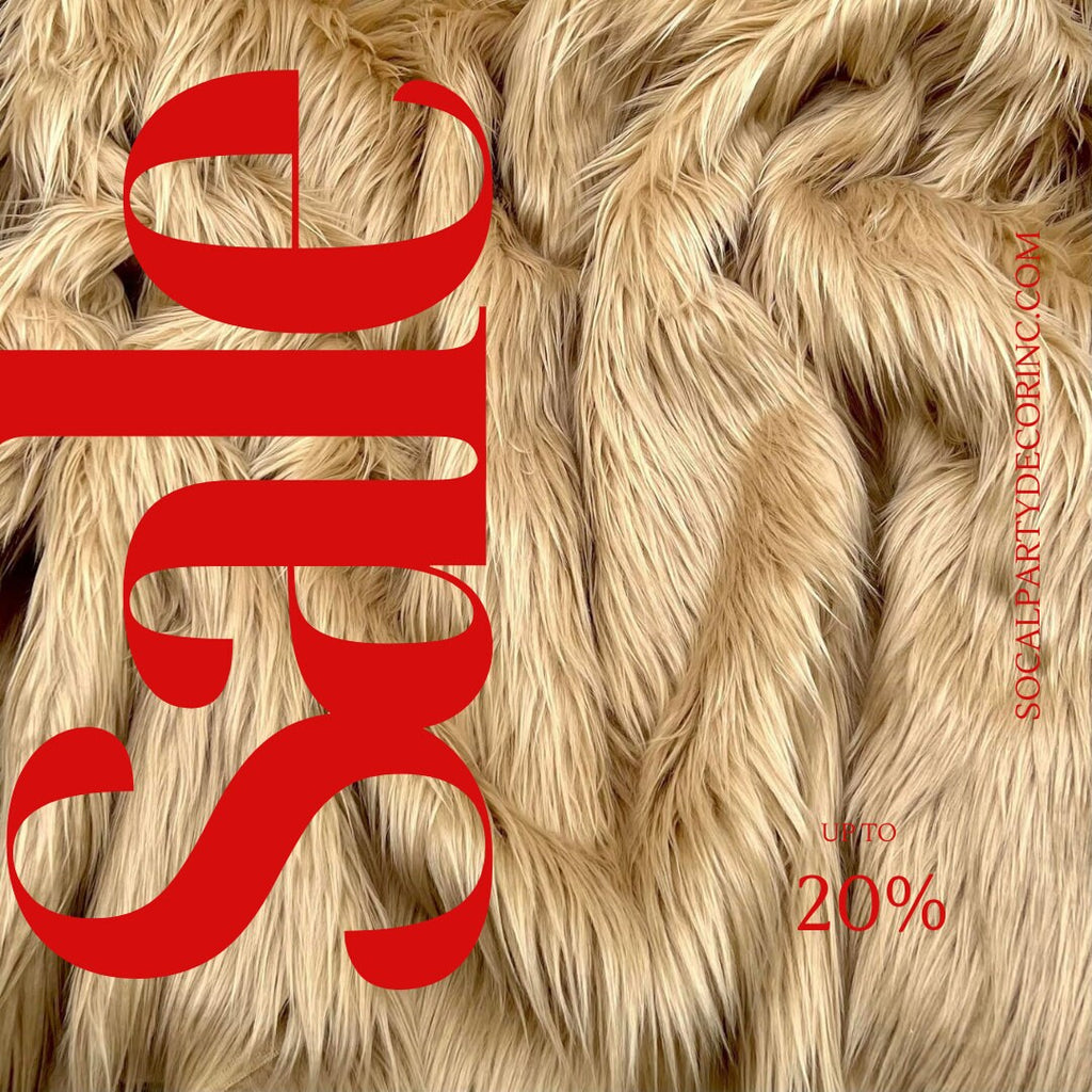 BEIGE - Shaggy Long Pile Faux Fur Fabric By The Yard | Faux Fur | High Quality Ultra Soft Fur Fabric By Yard.