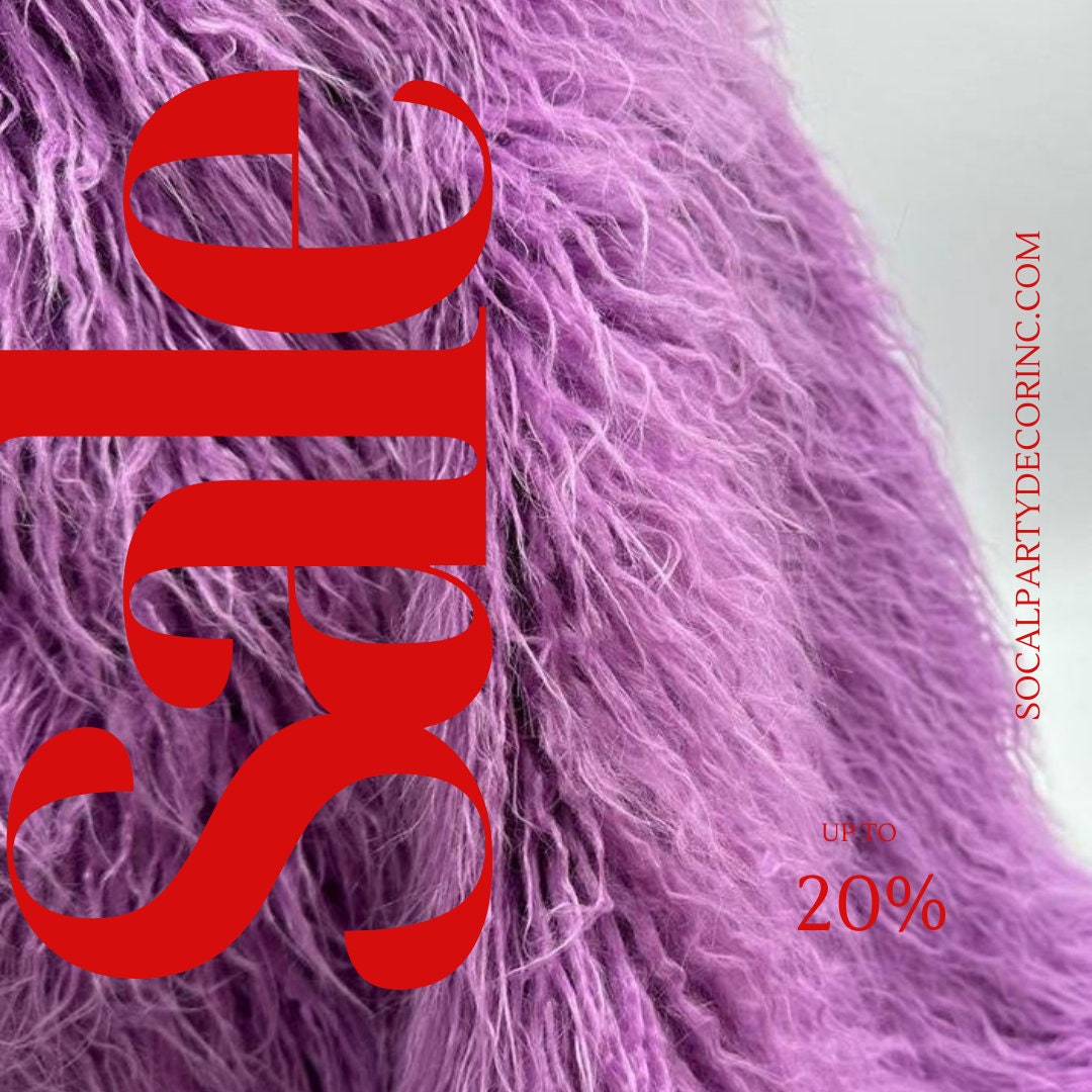 LAVENDER - Mongolian Long Pile Faux Fur Fabric By The Yard | Faux Fur | High Quality Fur Fabric By Yard.
