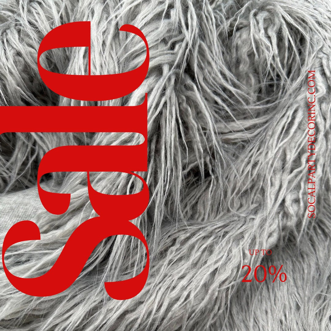 SILVER - Mongolian Long Pile Faux Fur Fabric By The Yard | Faux Fur | High Quality Fur Fabric By Yard.